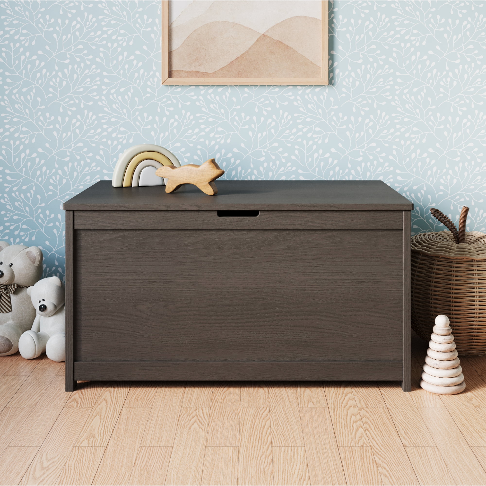 Child Craft Harmony 33" Kids Toy Box Storage Chest, Soft-Close Hinges, Wooden Construction, Dapper Gray