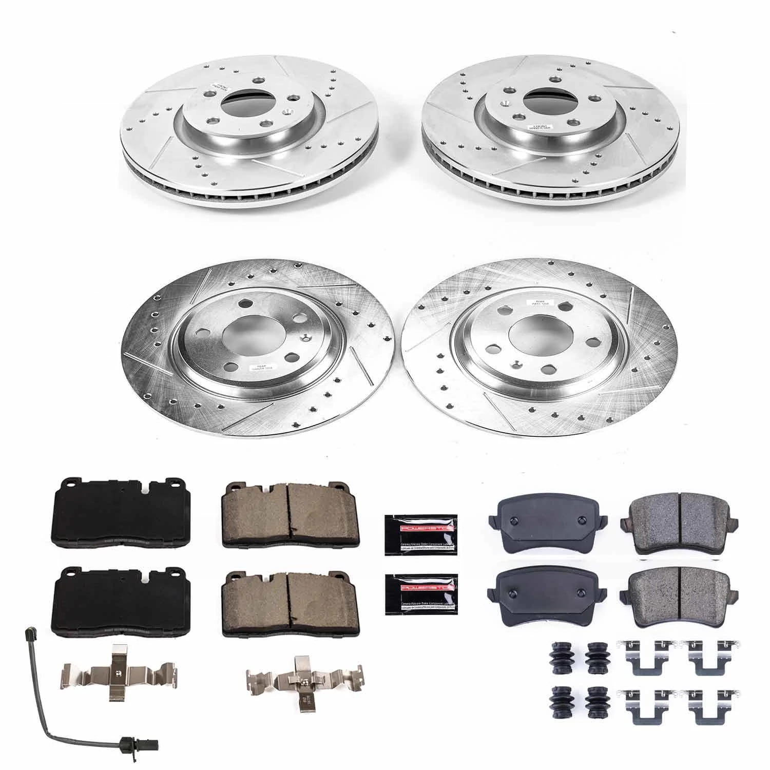 PowerStop Front and Rear Z23 Evolution Sport Carbon-Fiber Ceramic Brake Pad and Drilled & Slotted Rotor Kit Fits: AUDI Select Models K7538