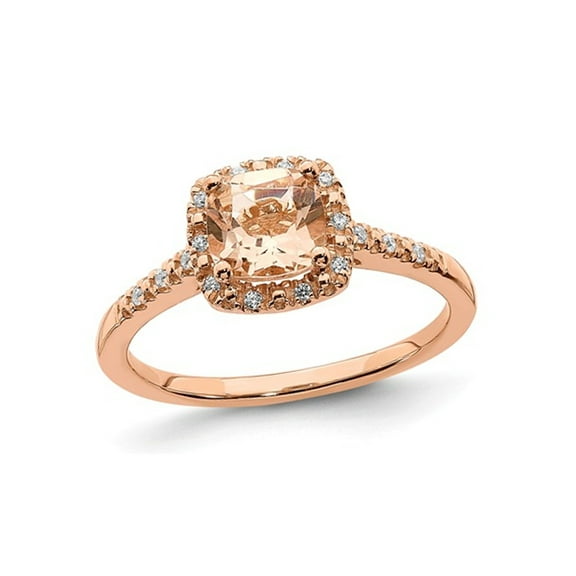 8/10 Carat (Ctw) Morganite Ring in 14K Rose Pink Gold with Diamonds (SZIE 7) for Women