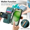 thumbnail image 2 of Decase Fashion Anti-Scratch Case for iPhone 16 Pro Max Shockproof Wallet Cover with RFID Blocking Wrist Strap Flip Credit Card Holder Slot, Folio PU Leather+TPU Bumper Back Cover,Green, 2 of 8