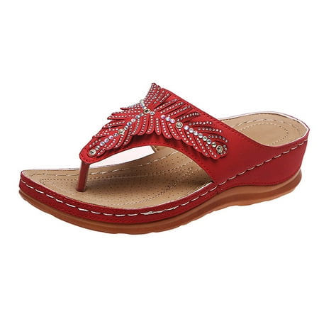 

Hvyesh Women s Boho Clip Toe Sandals Supportive Ladies Sandals Comfort with Orthotic Insole Arch Support Medium Fit Sandals for Women
