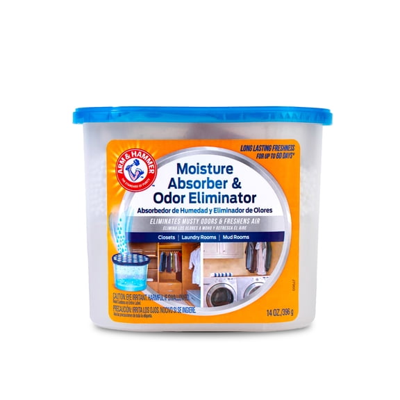 Arm & Hammer Disposable Storage Moisture Absorber and Odor Eliminator, 14 oz. Tub, Fragrance Free