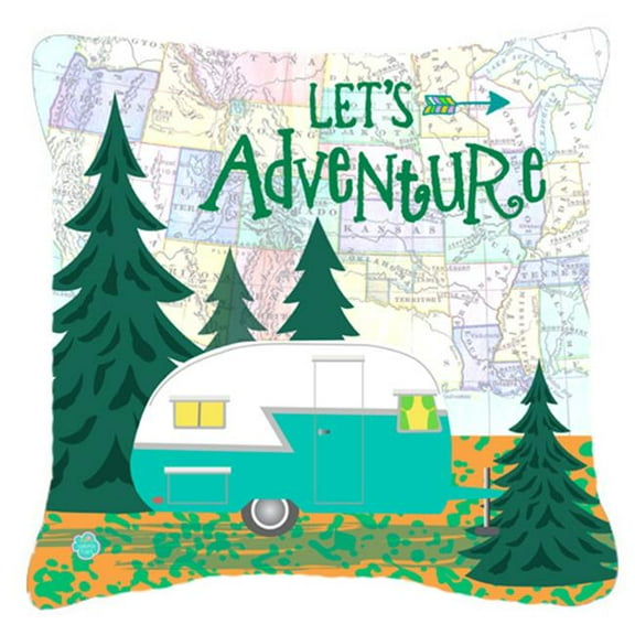 Carolines Treasures  Lets Adventure Glamping Trailer Fabric Decorative Pillow