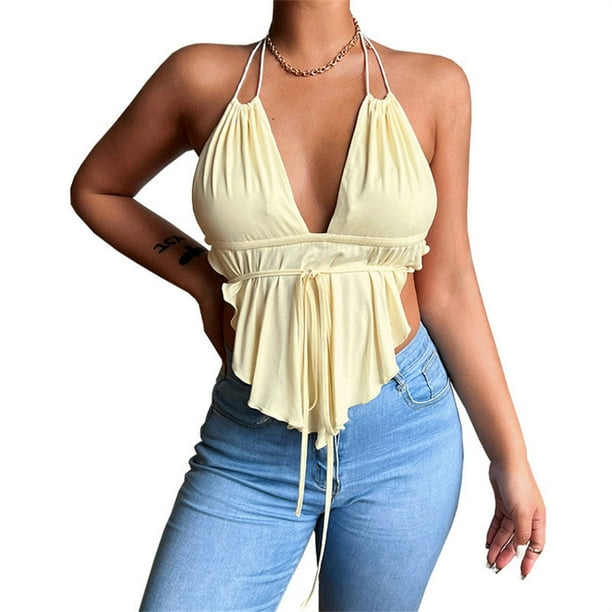 Chaleco Sexy Qarigey Espagueti Camisola Albaricoque XXL