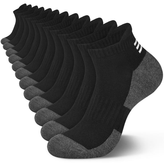 KOITHOT 6 Pairs Mens Ankle Socks Black Athletic Running Cushioned Men's Breathable Low Cut Socks