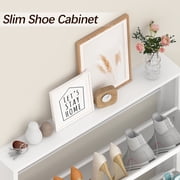 Marcree Shoe Cabinet with 3 Flip Drawers, Metal Entrance Shoe Cabinet Storage for Entryway, Modern Hidden Narrow Shoe Rack Organizer Cabinets Wall Mount for Living Room, Bedroom, Hallway, White