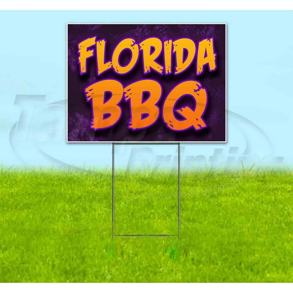 Florida BBQ (18" x 24") Yard Sign, Includes Metal Step Stake