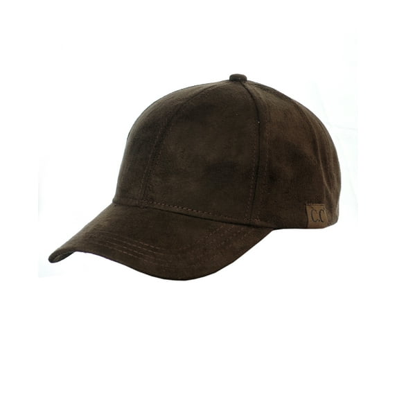 C.C Unisex Adjustable Faux Suede Precurved Bill Baseball Cap Hat - Brown