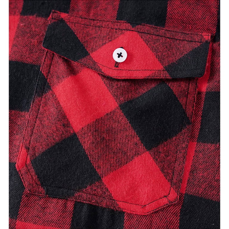 HAOMEILI Men's Plaid Flannel Button-Down Shirt photo 4