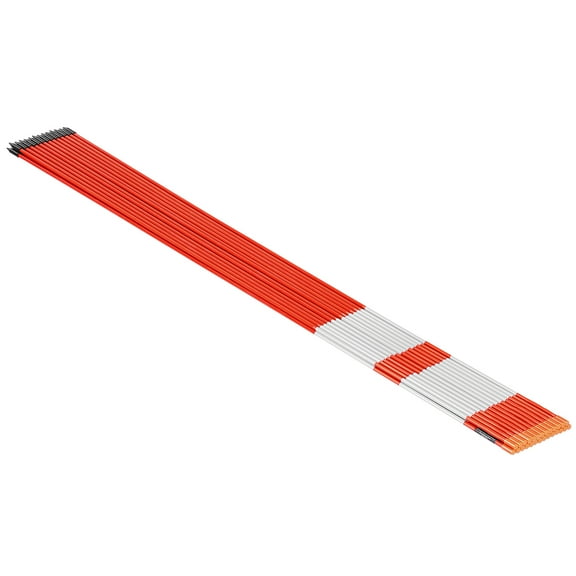 KFFKFF 20Pcs Driveway Markers, 48inch & 1/4-Inch Diameter, High-Visibility Reflective Poles with 12-Inch Steel Drill Tips, Fiberglass Snow Sticks for Parking Areas, Pathways, and Snow Removal