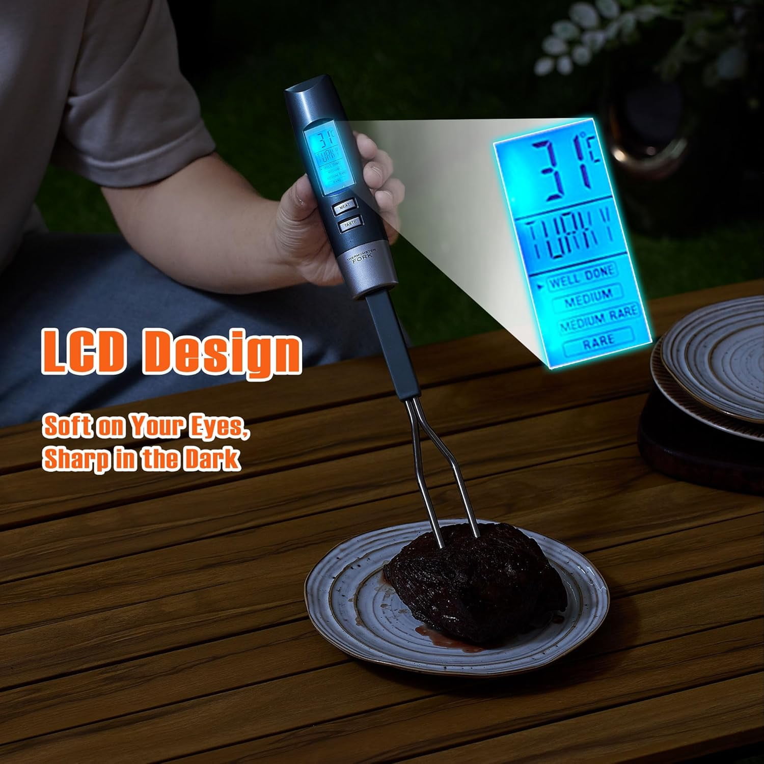 Meat Thermometer Fork Grill Digital Cooking Instant Read Suitable BBQ Smoker