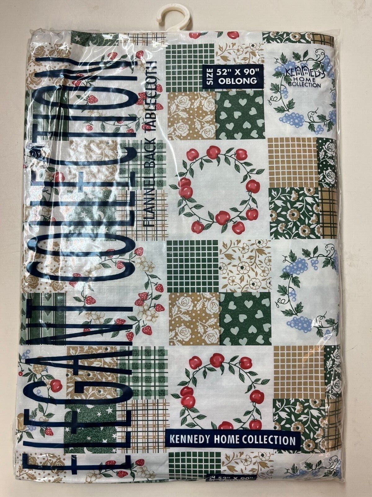 Flannel Back Vinyl Tablecloth, 52 inches Wide x 90 Inches Long, Green