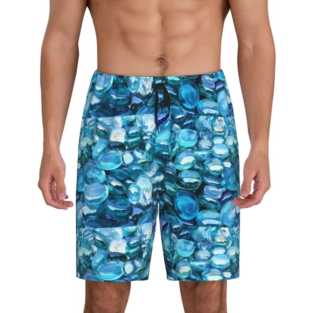 Fotbe Blue Kyanite Pantalones Cortos de Pijama para Hombre, Ropa de Dormir, Pantalones de Pijama Cortos para Hombre-Small