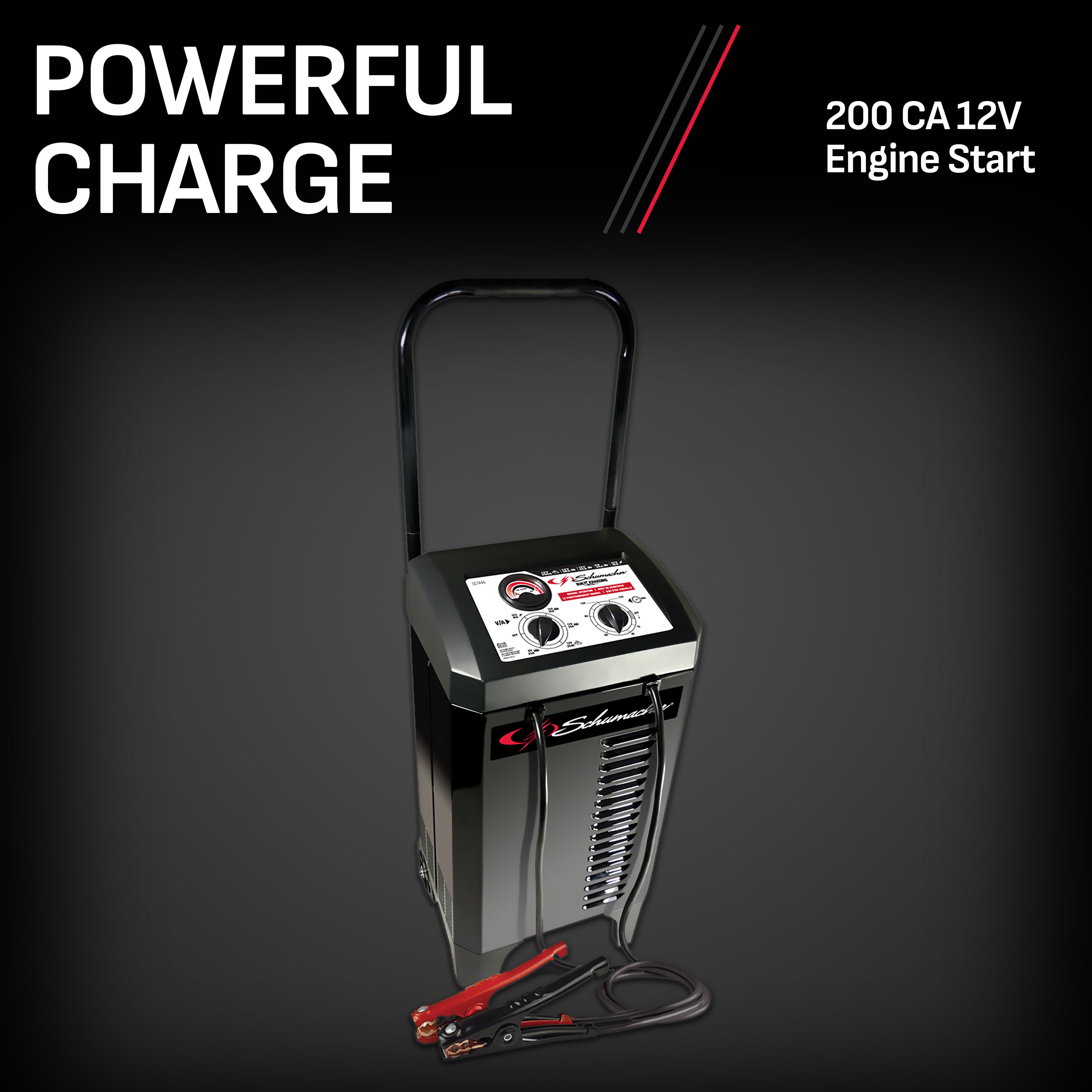 Schumacher Electric Wheeled Manual 10A Car Battery Charger and 200A Engine Starter, 40A Boost, 6V/12V Sport, Auto, and Marine Batteries, SC1446