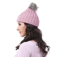 thumbnail image 3 of Knit Beanie Hat for Women and Men, Faux Fuzzy Pom Pom Winter Ski Skullies Cap, Light Pink, 3 of 6