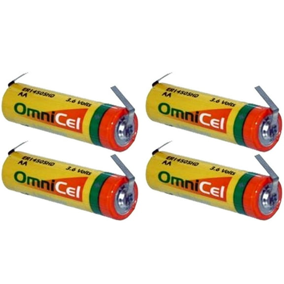 4x OmniCel ER14505HD 3.6V Sz AA Lithium Battery  Tabs Tracking Backup AMR