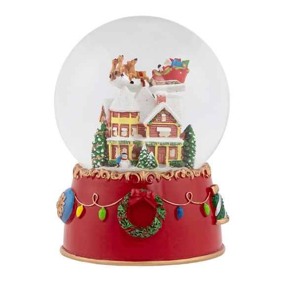 Northlight Santa and Reindeer Christmas Night Musical Snow Globe - 7"