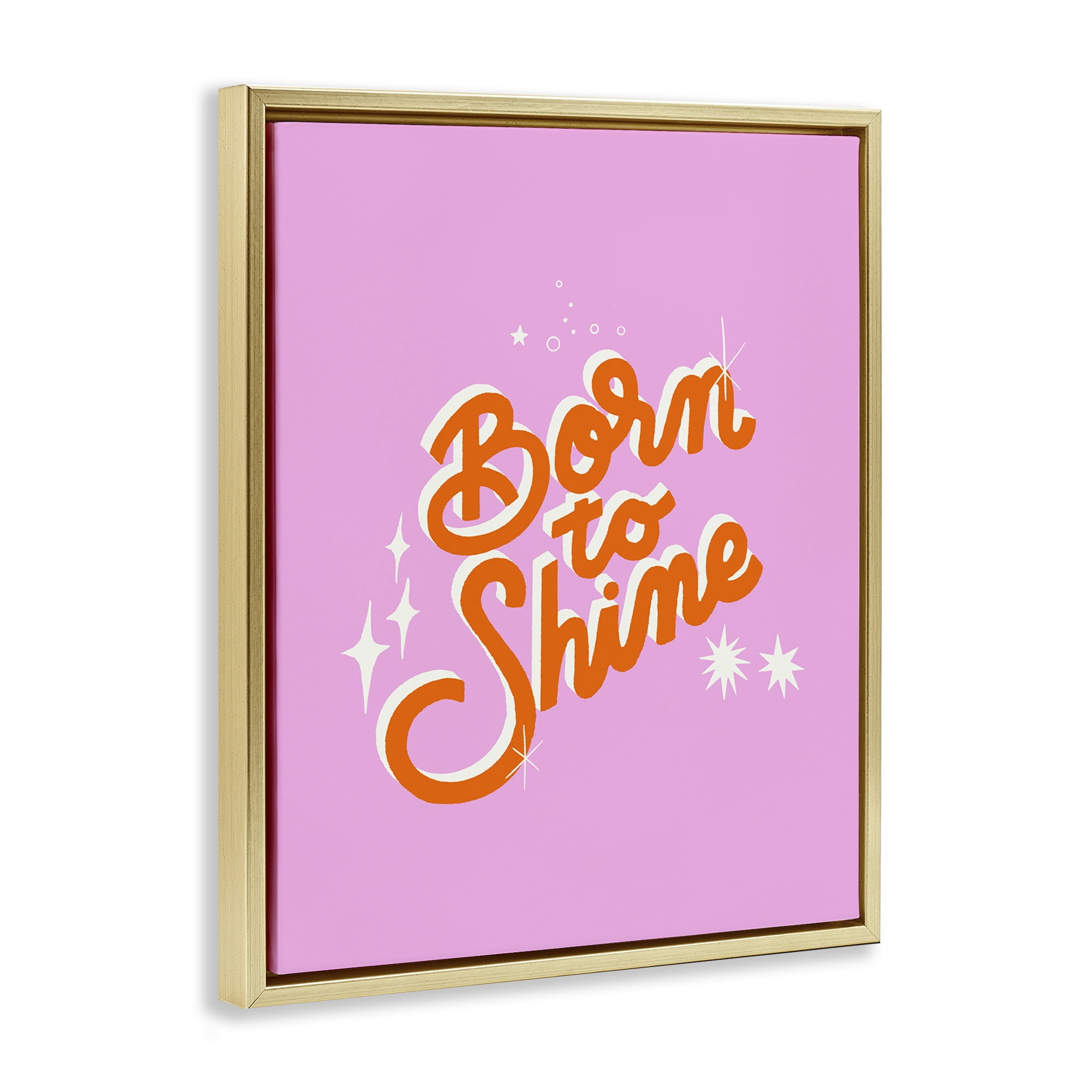 Stupell Industries Born To Shine on Pink Gold Framed Floater Canvas Wall Art, design by Indira Prieto | IndySign