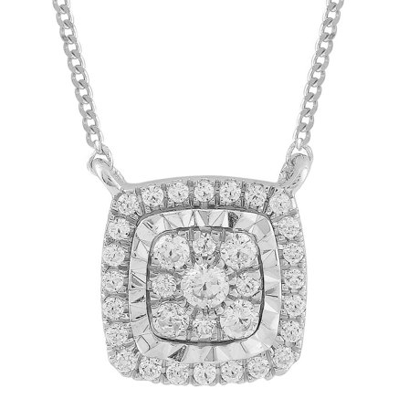 Bellano Women's Necklace 0.20Ct Round Diamond 10K White Gold