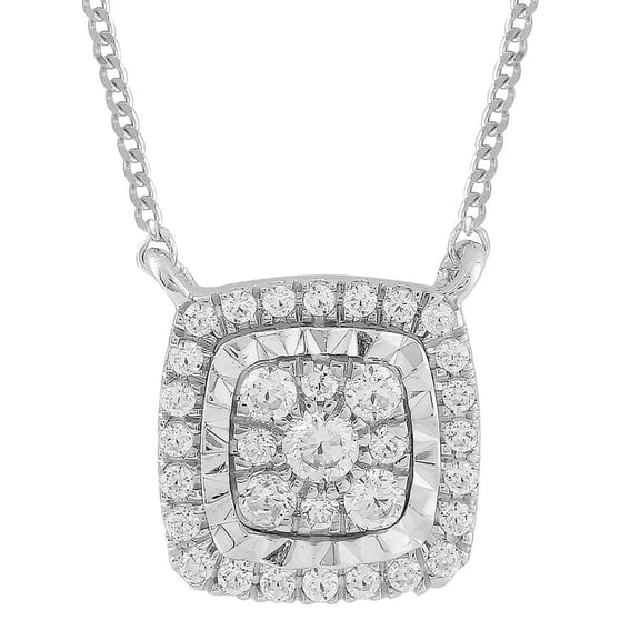 Bellano Women's Necklace 0.20Ct Round Diamond 10K White Gold