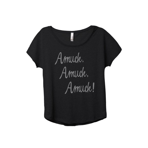 Amuck Amuck Women's Fashion Slouchy Dolman T-Shirt Tee Heather Black X-Large