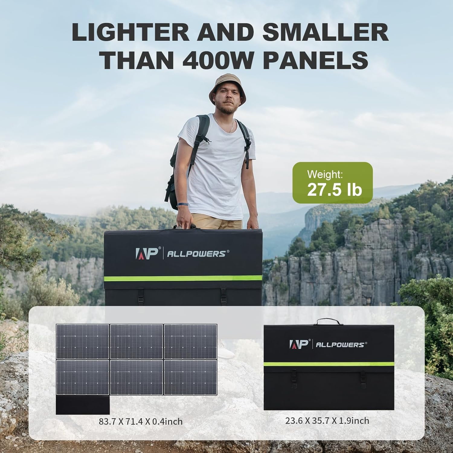 ALLPOWERS 600W Portable Solar Panel, Monocrystalline, Foldable, IP67 Waterproof, Portable Solar Generator Charger for Camping, RV, Power Station, Generator, Home Backup, Power Outage