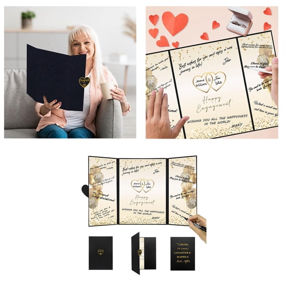 Engagement Party Decorations Happy Engagement Alternative Guest Book Just Engaged Congratulations Signing Card Board for Celebrating Memorable Moments
