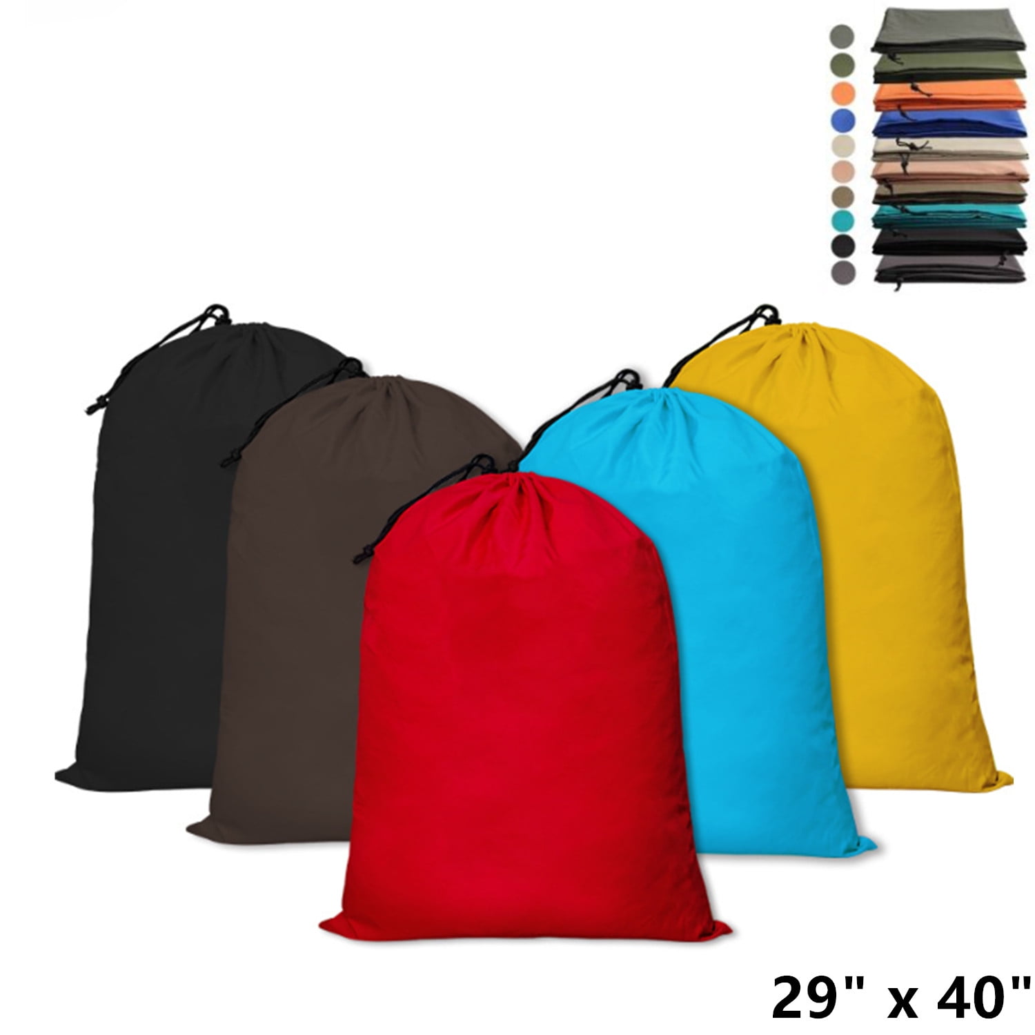 12 Pack Extra Large 29" X 40" Nylon Washable Laundry Bag, Heavy Duty Hamper Drawstring, Assorted Colors