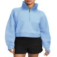thumbnail image 1 of Pull Col en Molleton Doublé à Capuche pour Femmes 1/2 Sweat-Shirts à Fermeture Éclair à Manches Longues, 1 of 4
