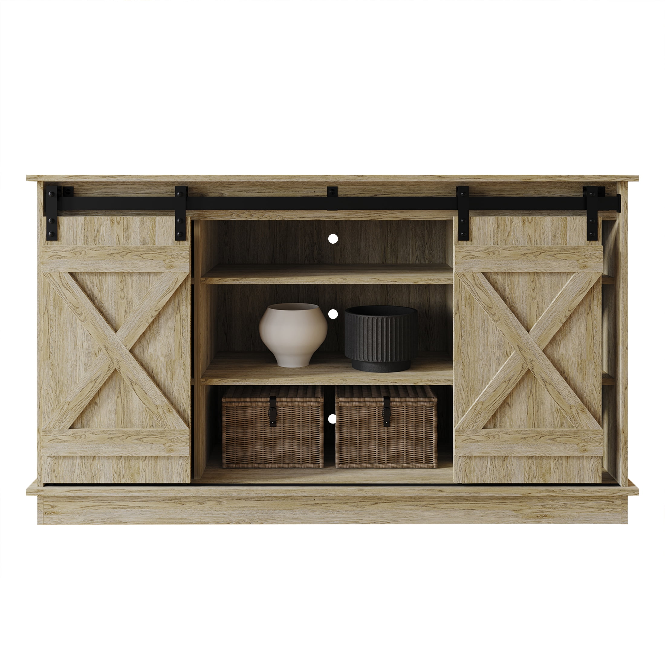 Castle Place Vintage 54" TV Stand Console for TVs up to 65", Sanremo Light Oak
