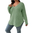 thumbnail image 5 of DAFPZW Women Pullover Tunic Tops Plus Size Casual Knit V Neck Lightweight Long Sleeve Sweaters, 5 of 7