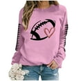 thumbnail image 4 of ADSSDQ Football Sweatshirts for Women Fall Long Sleeve Tops Crewneck Graphic Oversized Sweatshirt Fleece Pullover Sweaters 2024 FB09-Pink L, 4 of 4