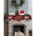 thumbnail image 5 of Red Plaid Snowman Christmas Fireplace Mantel Scarf Table Runner, Xmas Snowflake Funny Rustic Winter Garland Mantel Top Tablerunners Dresser Scarves Cover for Windows Party Living Room 70''x17'', 5 of 6