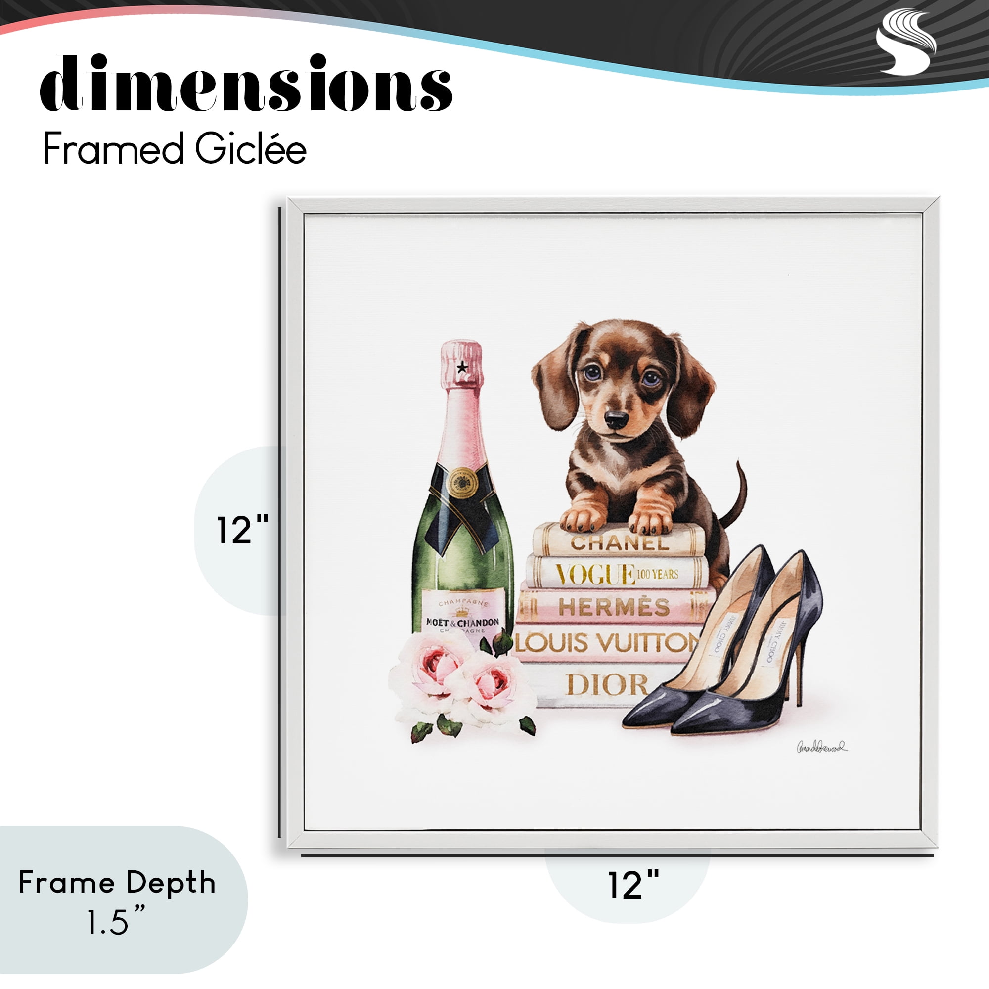 Stupell Industries Luxury Books & Puppy White Framed Giclee Art, design by Amanda Greenwood