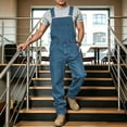 thumbnail image 6 of YABCSAZ Mens Denim Bib Overalls Classic Jean Work Pants Adjustable Straps Multi Pocket Utility Coveralls Relaxed Fit Button Front Carpenter Bib Pants for Men Work Farm Outdoor Casual Streetwear, 6 of 6