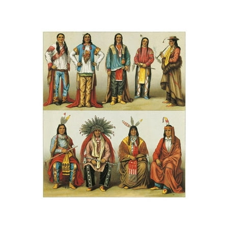 Native Americans of Mississippi and Colorado by Nordmann and Sahn from Le Costume Historique Print Wall Art By Auguste Racinet