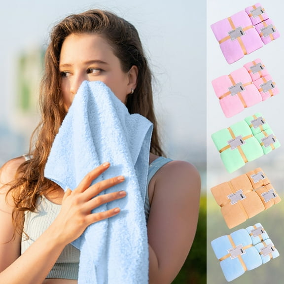 Xuniizn Bath Towel and Wash Cloths Set: 1xBath Towel 2xHand Towel, Polyester, Highly Absorbent & Fade Resistant