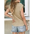 thumbnail image 6 of MOSHU Textured Womens Tops Casual Crewneck Basic Tee Shirts Cap Sleeve Summer Blouses, 6 of 9