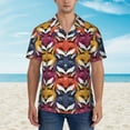 thumbnail image 2 of Xecao Fox Face print Hawaiian shirt - a stylish short-sleeve button-down for men, perfect for casual beach and tropical outings., 2 of 9