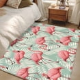 thumbnail image 4 of 3'x5' Rug for Living Room Bedroom, Red Flamingo Washable Area Rugs Non-Slip Carpet Mats, Summer Tropical Plants Leaves Botanical Green Indoor Low Pile Area Rug Runner for Kitchen, Mudroom, 4 of 8
