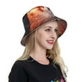 thumbnail image 4 of Yiaed Fire Sky Dragon Print Reflective Stripe Bucket Hat Unisex Funny Outdoor Fisherman Cap Beach Sun Hat, 4 of 5
