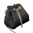 thumbnail image 1 of Women Bucket Bags Chains Rhinestone Drawstring Ladies Handbags Purse (Pink), 1 of 8