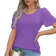 thumbnail image 6 of LYXSSBYX Summer Tops for Women 2024 Fashion Women's Casual Short Sleeved Round Neck Solid Color Top, 6 of 8
