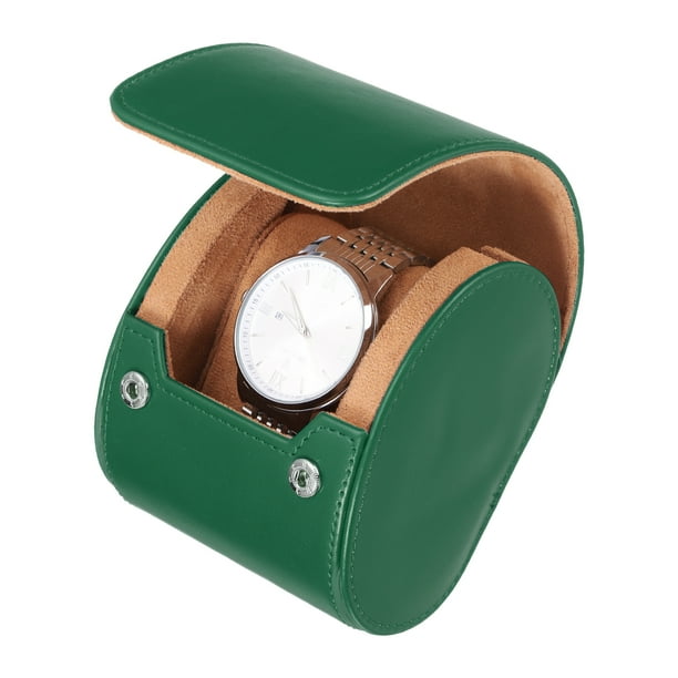 Estuche de Viaje para Reloj Uxcell para Hombres, Rollo de Cuero, Estuche de Almacenamiento Portátil para Reloj para Navidad, Cumpleaños y Aniversario 1 Slot (Verde)