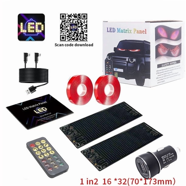 Calcomanías para ventana de coche con ojo demoníaco | Adhesivo LED Bluetooth para pantalla rígida con brillo rojo | Control remoto y cargador incluidos