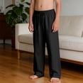 thumbnail image 5 of HAOTAGS Boys Cargo Pants Size 10-12,Drawstring Casual Summer with Multiple Pockets Summer Pants Black, 5 of 9
