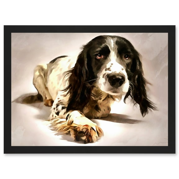 Springer Spaniel Cute Dog Artwork Framed Wall Art Print A4