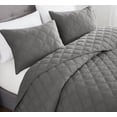 thumbnail image 3 of Brooklyn Loom Diamond Stiched Prewashed 100% Cotton Grey 2-Piece Twin Quilt Set, Solid Casual themed, Adult Bedding, OEKO-TEX Certified, 3 of 10
