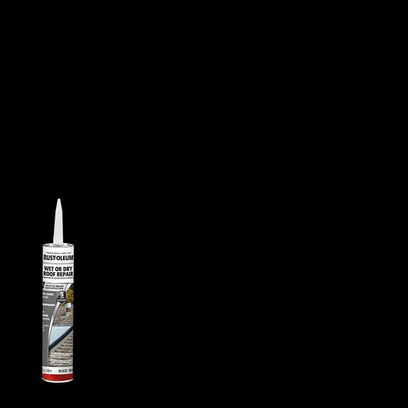 12 Pack, Black, Rust-Oleum Roofing Wet Or Dry Roof Repair - 301826, 10.1 oz. tube