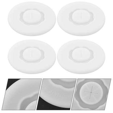 4pcs Silicone Drinking Lid Cup Lids Reusable Coffee Cup Covers with Straw Hole